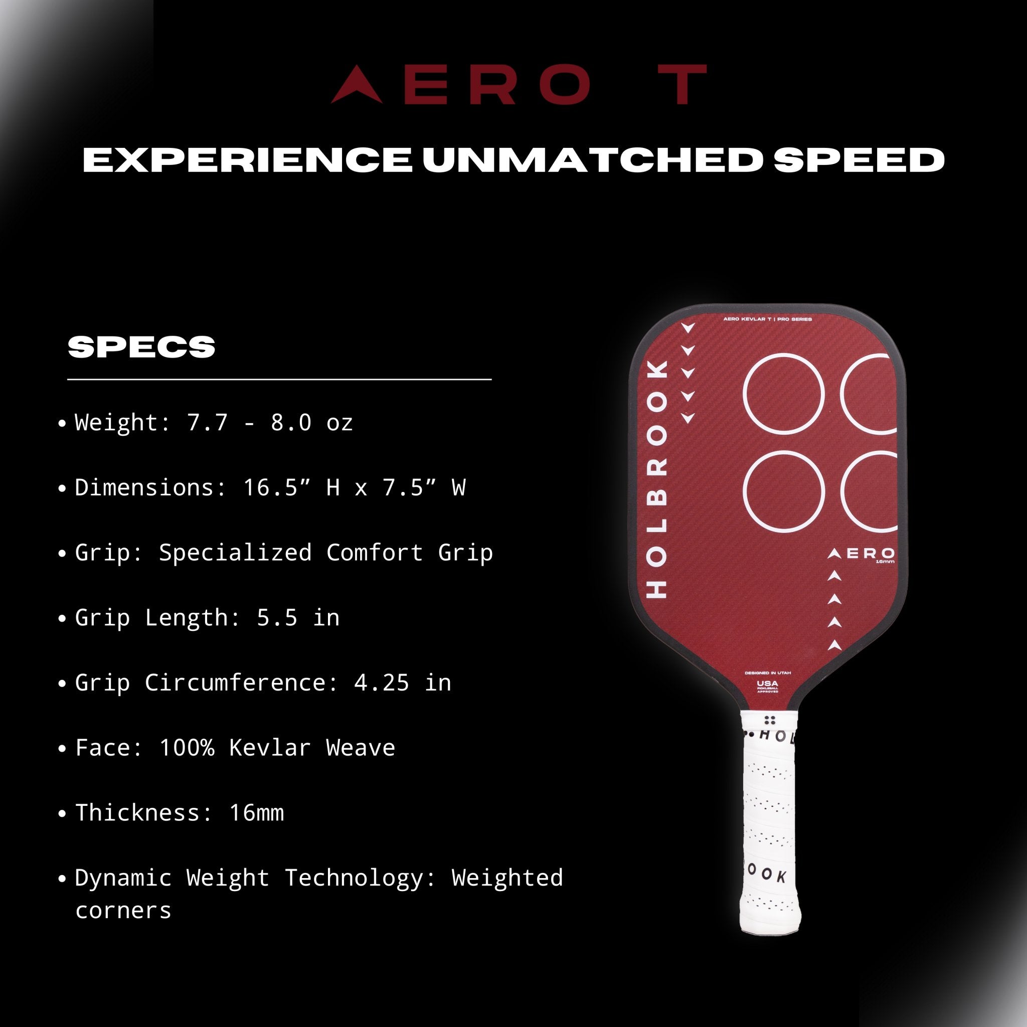 Pro - Aero Kevlar T 16 mm - Holbrook Pickleball