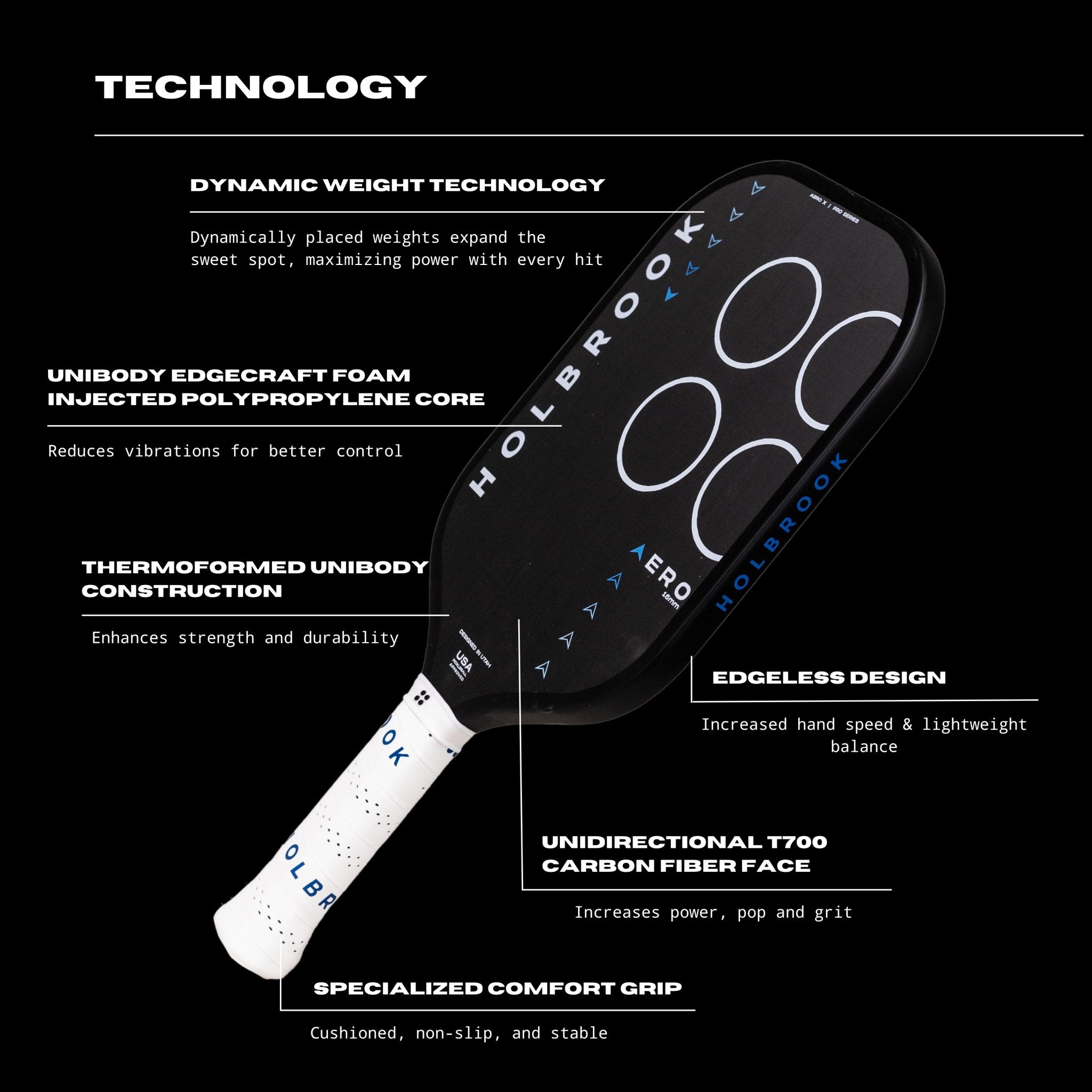 Pro - Aero X 16 mm - Holbrook Pickleball